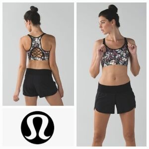 LULULEMON Sweaty Or Not Bra II So Fly Butterfly Angel Wing Multi Black Size 6
